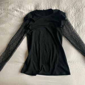 Express black polka dot arm long sleeved shirt